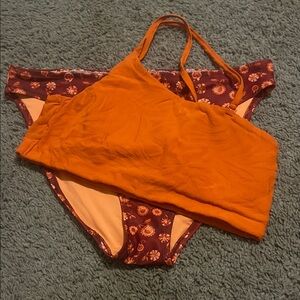 Old Navy Vibrant Orange and Floral Bikini Set